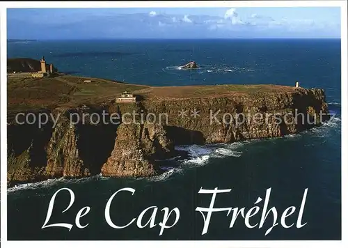 Cap Frehel Cotes d Armor Bretagne Fliegeraufnahme Steilkueste mit Leuchtturm Kat. Frehel