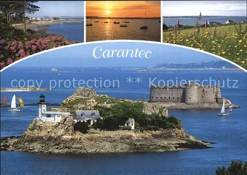 Carantec Fliegeraufnahme mit Leuchtturm Burg  Kat. Carantec