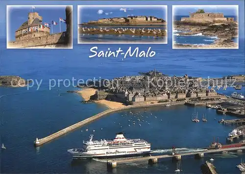 Saint Malo Ille et Vilaine Bretagne Fliegeraufnahme mit Hafen Kat. Saint Malo