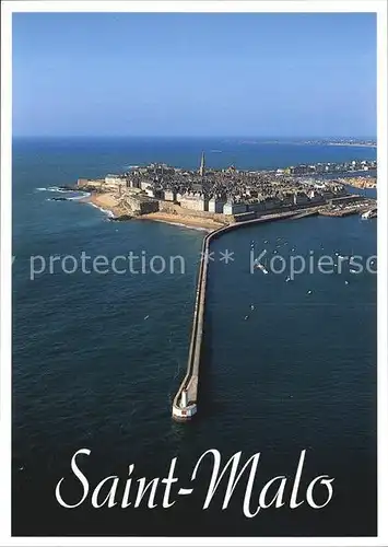 Saint Malo Ille et Vilaine Bretagne Fliegeraufnahme mit Leuchtturm Kat. Saint Malo