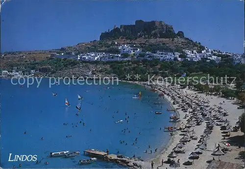 Lindos Lindo Strand Fliegeraufnahme Kat. Rhodes