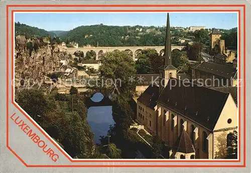Luxembourg Luxemburg Fliegeraufnahme mit Kirche und Viadukt Kat. Luxembourg