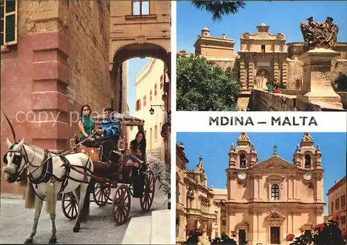 Mdina Malta Kirche Pferdekutsche Kat. Malta