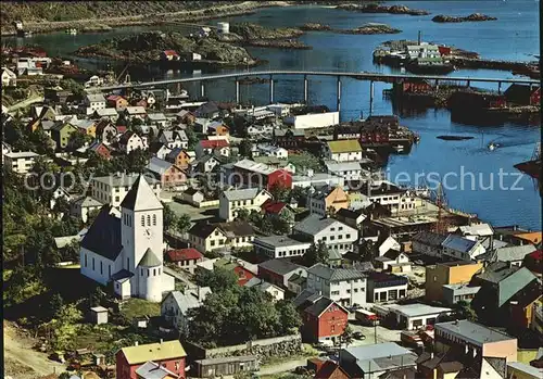 Norge Norwegen Stadt mit Kirche und Bruecke Kat. Norwegen