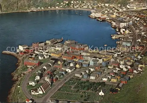 Hammerfest Stadt und Kirche Fliegeraufnahme Kat. Hammerfest