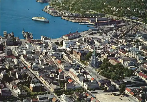 Kristiansand The town and the Skager Rack Express in the harbour Air view Kat. Kristiansand