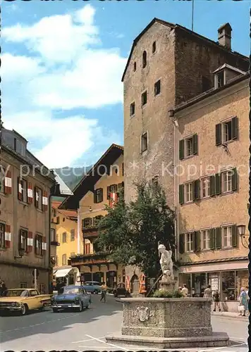 Zell See Hauptplatz mit Brunnen Kat. Zell am See