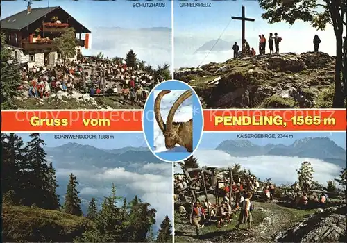 Thiersee Pendling Schutzhaus Gipfelkreuz Sonnwendjoch Kaisergebirge Kat. Thiersee
