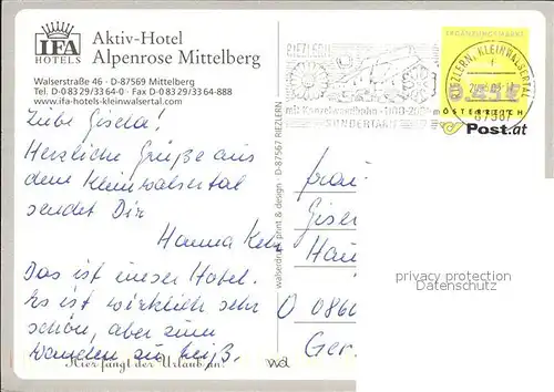 Mittelberg Kleinwalsertal Aktiv Hotel Alpenrose Kat. Oesterreich