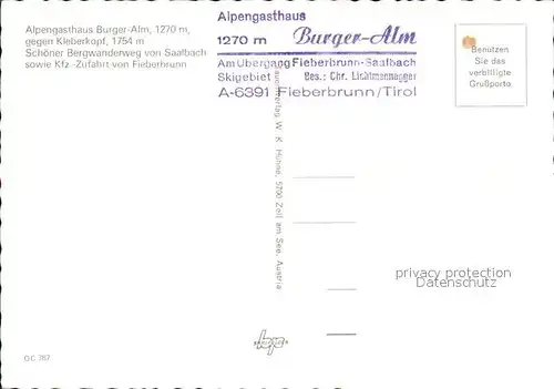 Fieberbrunn Tirol Alpengasthaus Burger Alm  Kat. Fieberbrunn