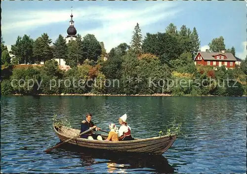 Dalarna Lake Siljan by Leksands Church Bootspartie Kat. Schweden