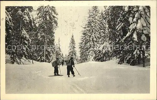 Lajoux Franches Montagnes Le Jura sous la neige skieurs Kat. Lajoux