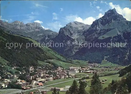 Engelberg OW Fliegeraufnahme mit Hahnen Kat. Engelberg