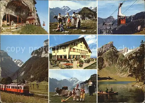 Alpstein Seilbahn Bergsee Kinder mit Alphorn Kat. Alpstein