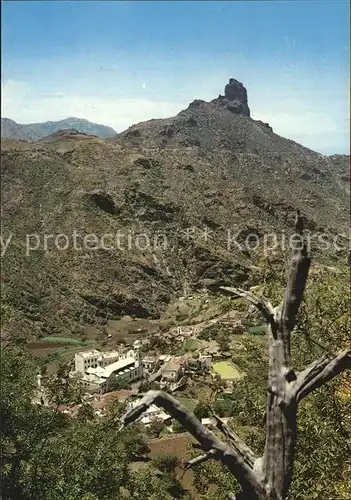 Tejeda Blick vom Gasthaus auf den Nublo Felsen Kat. Gran Canaria Spanien
