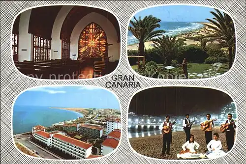 Gran Canaria Fliegeraufnahme Strand Musikgruppe Kirche Kat. Spanien