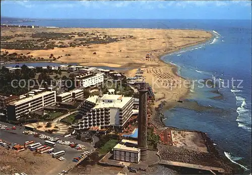 Maspalomas Fliegeraufnahme mit Leuchtturm und Strand Kat. Gran Canaria Spanien