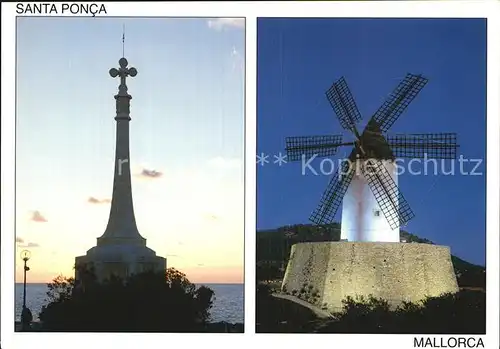 Santa Ponsa Mallorca Islas Baleares Windmuehle und Kreuz Kat. Calvia