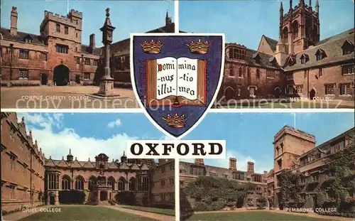 Oxford Oxfordshire Corpus Christi  Oriel  Mertown  Pembroke College  Kat. Oxford