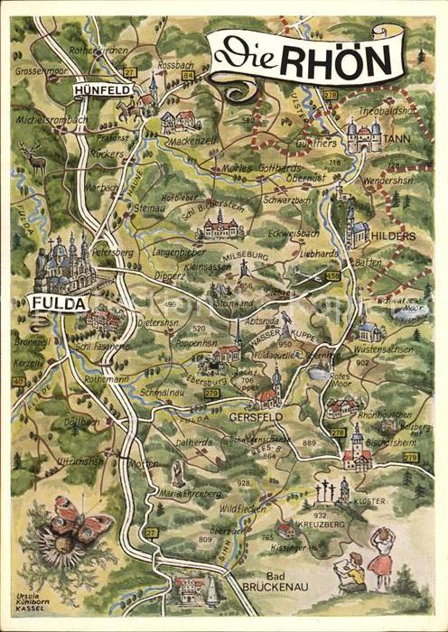 Rhoen Region Landkarte Kat. Hessen Nr. de03408 - oldthing