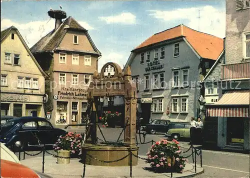Nidda Marktplatz mit Storchennest und historischen Brunnens Kat. Nidda