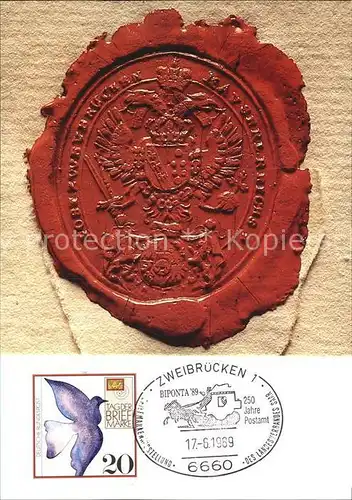 Zweibruecken Siegel des Postamtes 250 Jahre  Kat. Zweibruecken