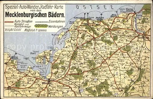 Mecklenburg Auto Wnder Radfahr Karte Mecklenburgische Raeder Kat. Schwerin