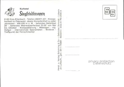 Grasellenbach Kurhotel Siegfriedbrunnen Kat. Grasellenbach