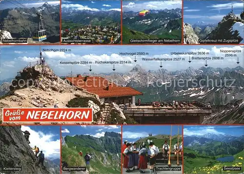 Nebelhorn Gleitschirmflieger Gipfelkreuz Bahn Kletterteig Trachtngruppe Kat. Oberstdorf