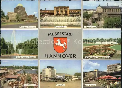 Hannover Anzeiger Hochhaus Hauptbahnhof Opernhaus Herrenhausen Fontaenen Kat. Hannover