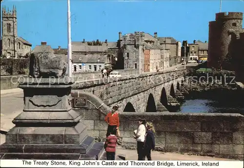 Limerick Limerick Treaty Stone King Jon Castle Bruecke Kat. Limerick