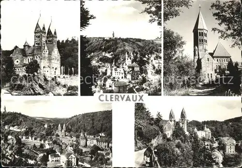 Clervaux Kirche Schloss Panorama Kat. Clervaux