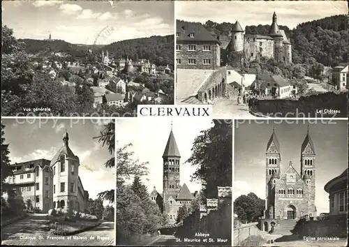 Clervaux Panoramat Schloss Klinik St Francois Kirche St Maurice St Maur Kat. Clervaux