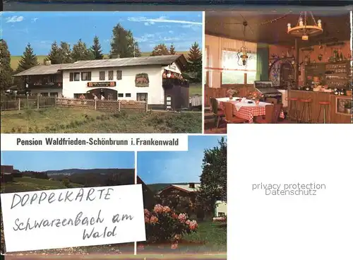 Schoenbrunn Wald Pension Waldfrieden Doppelkarte  Kat. Schwarzenbach a.Wald