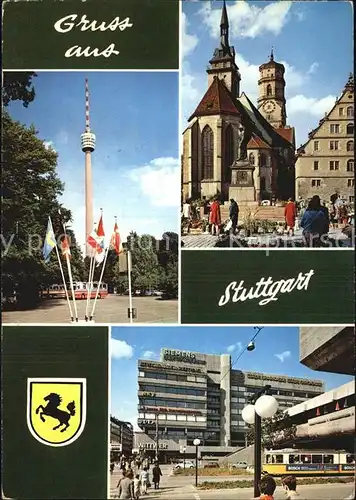 Stuttgart Stiftskirche Fernsehturm Schlossplatz Kat. Stuttgart