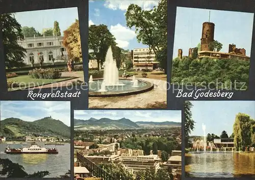 Godesberg Bad Kngressstadt Stadtpark Godesburg Stadthalle Rhein Kat. Bonn