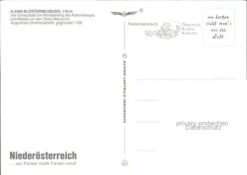 Klosterneuburg Fliegeraufnahme Augustiner Chorherrenstift Kat. Klosterneuburg