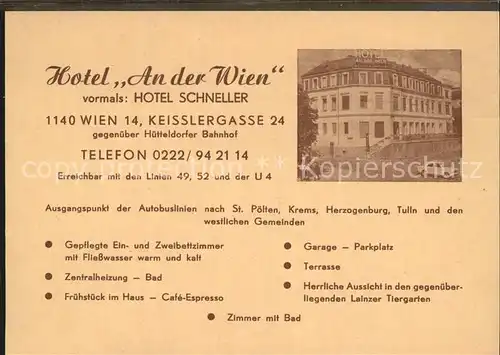 Wien Hotel An der Wien  Kat. Wien