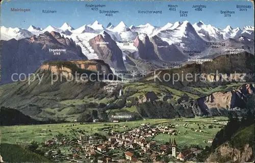 Meiringen BE Panoramakarte mit Schweizer Alpen Kat. Meiringen