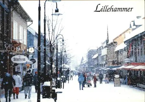 Lillehammer Fussgaengerzone im Winter Kat. Lillehammer