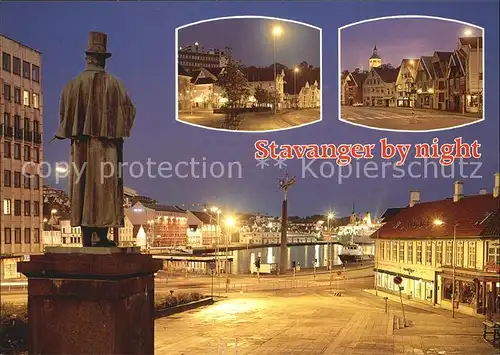 Stavanger by night Monument Statue Innenstadt Nachtaufnahme Kat. Stavanger