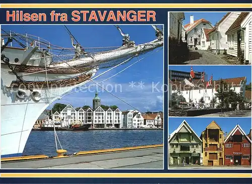 Stavanger Schiffsbug Haeuserpartie Altstadt Kat. Stavanger