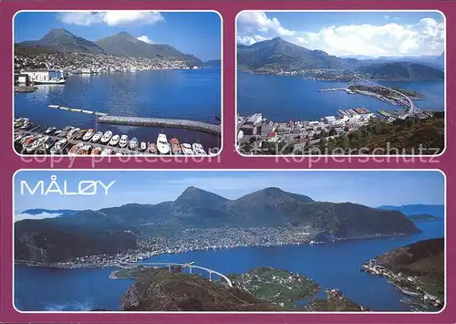 Maloy Hafen Bruecke Panorama Gebirge Kat. Vagsoy Norwegen