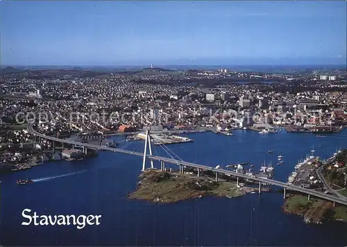 Stavanger Utsikt over byen med Bybrua i forgrunnen Bruecke Fliegeraufnahme Kat. Stavanger