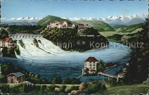 Neuhausen Rheinfall Rheinfall und die Alpen Kuenstlerkarte Kat. Schaffhausen