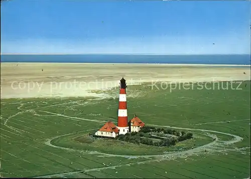 Westerhever Fliegeraufnahme mit Leuchtturm und Strand Kat. Westerhever