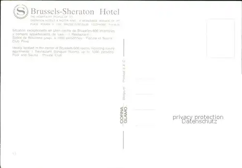 Bruessel Bruxelles Brussels Sheraton Hotel Kat. 
