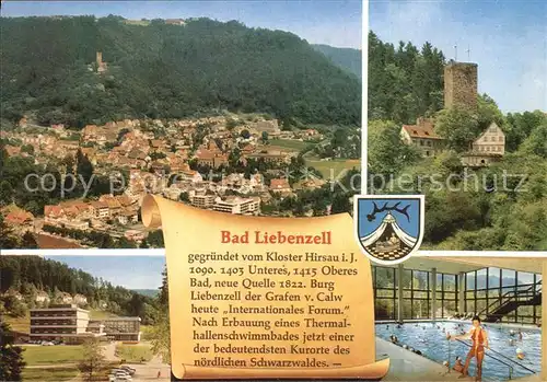 Bad Liebenzell Fliegeraufnahme Burg Schwimmhalle Kat. Bad Liebenzell