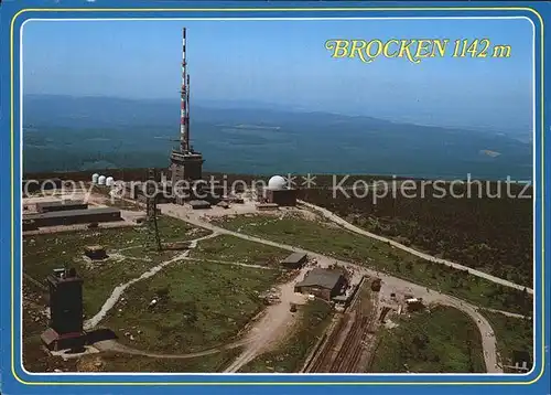 Brocken Fliegeraufnahme mit Sendetuermen Kat. Wernigerode