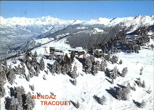 Tracouet Nendaz Station superieure du telecabine du Tracouet et la Plaine du Rhone Alpenpanorama Fliegeraufnahme